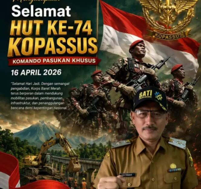 
 Dinas Pekerjaan Umum Kabupaten Sukabumi Mengucapkan Selamat dan Sukses atas HUT Ke-74 KOPASSUS